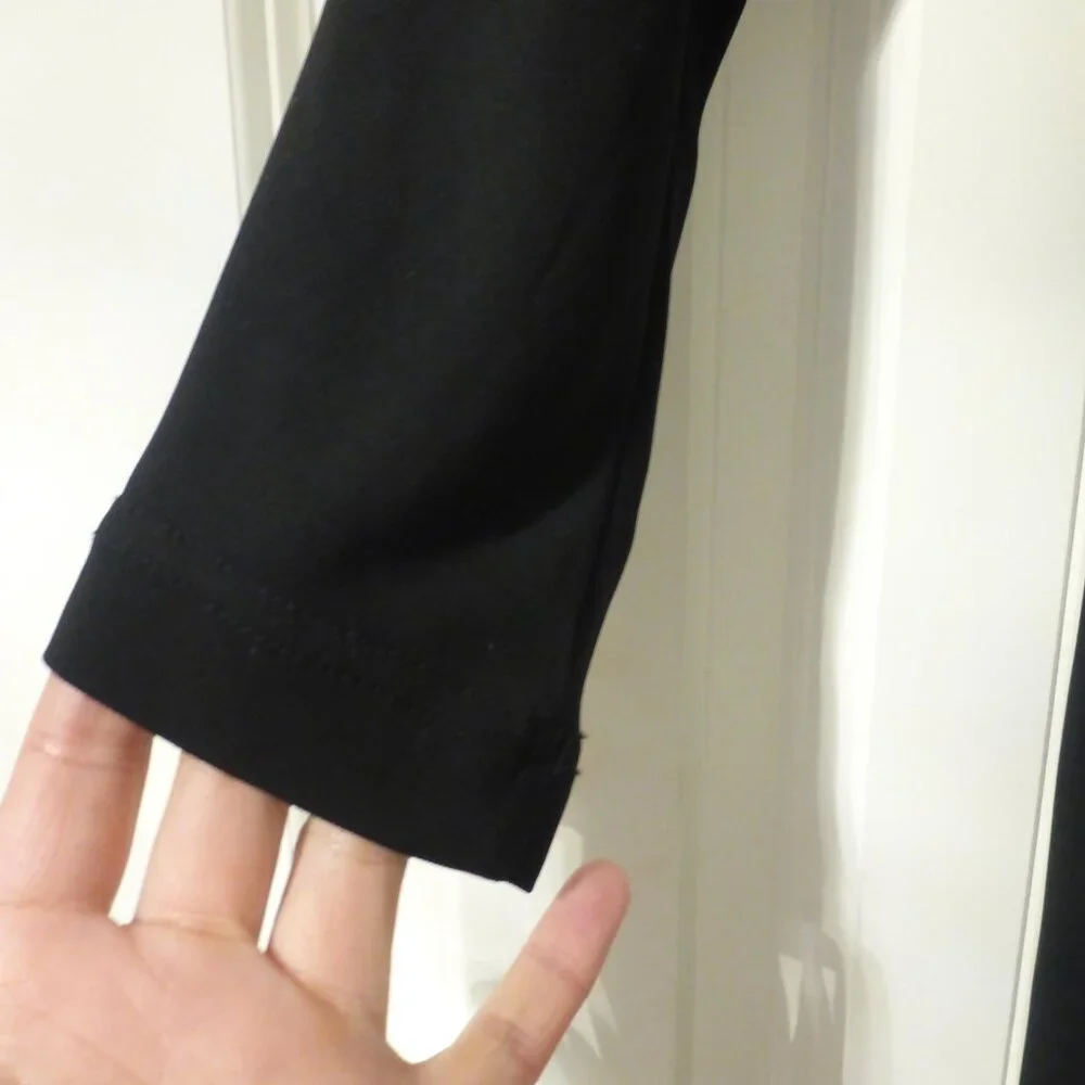 BEBE black yoke three quarter sleeve dress with mesh insert - Picture 4 of 7